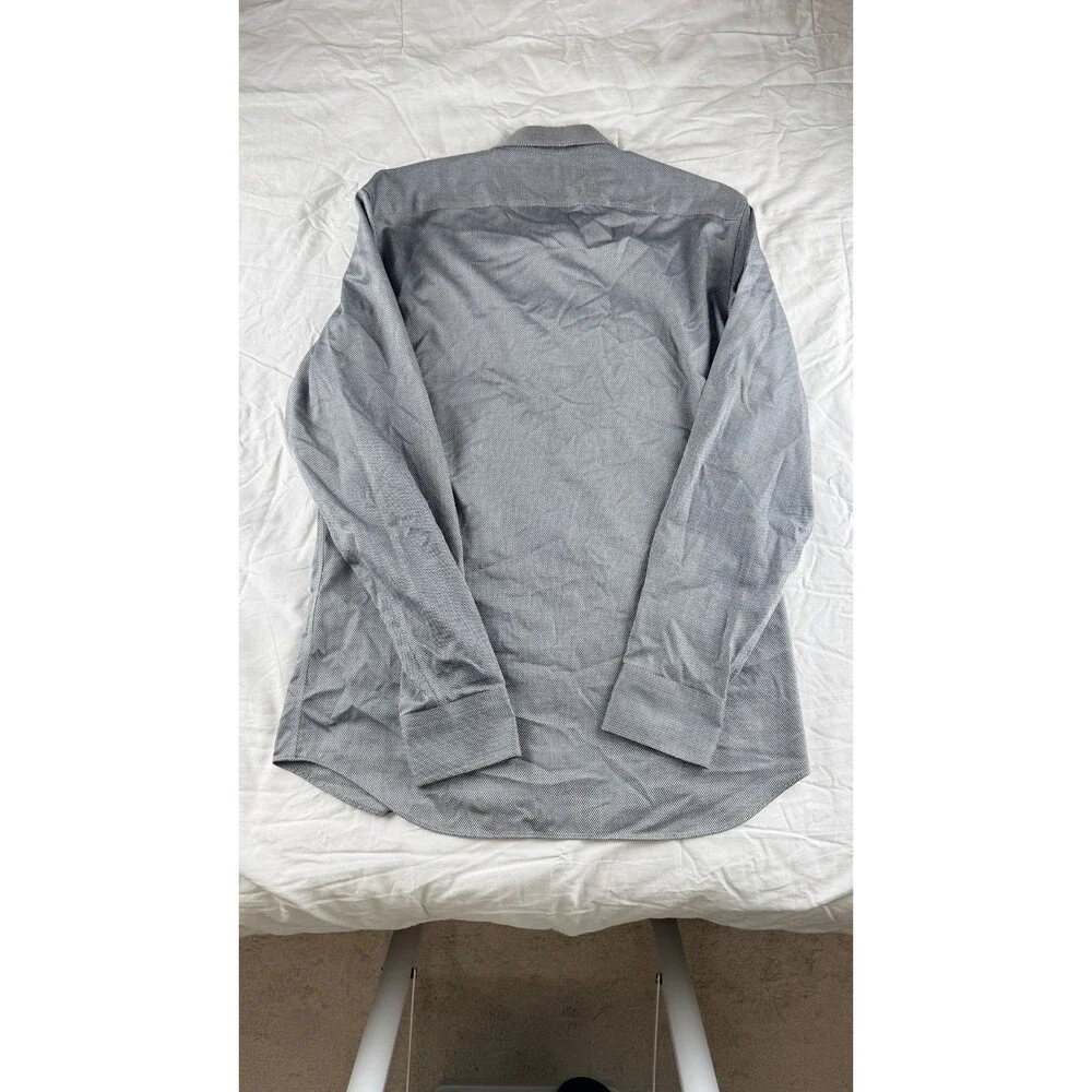 Banana Republic Mens Dress Shirt Size M Grey Non-Iron Slim Fit Diamond Print